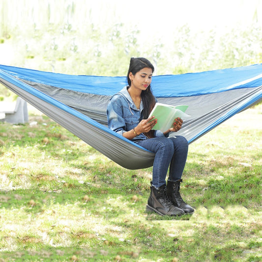 Skorter | Outdoor Hammock Nylon Parachute Cloth Travel Camping Swing, Style: 3m x 2m (Royal Blue+Dark Gray)