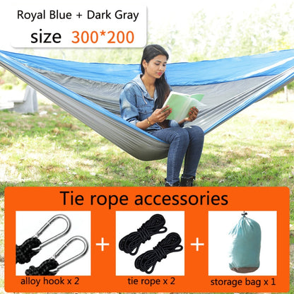 Skorter | Outdoor Hammock Nylon Parachute Cloth Travel Camping Swing, Style: 3m x 2m (Royal Blue+Dark Gray)
