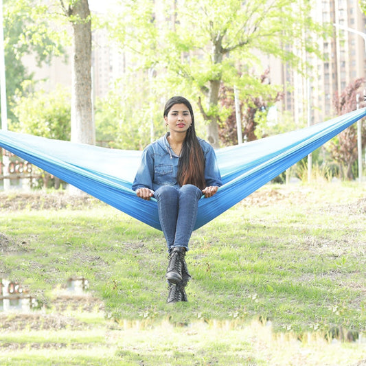 Skorter | Outdoor Hammock Nylon Parachute Cloth Travel Camping Swing, Style: 3m x 2m (Sky Blue+Royal Blue)
