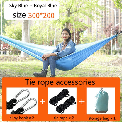 Skorter | Outdoor Hammock Nylon Parachute Cloth Travel Camping Swing, Style: 3m x 2m (Sky Blue+Royal Blue)