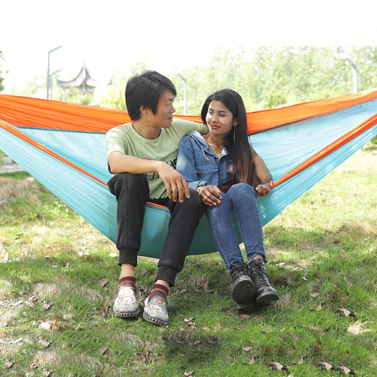 Skorter | Outdoor Hammock Nylon Parachute Cloth Travel Camping Swing, Style: 3m x 2m (Orange+Sky Blue)