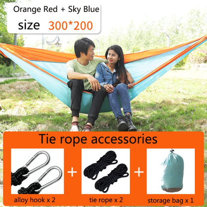 Skorter | Outdoor Hammock Nylon Parachute Cloth Travel Camping Swing, Style: 3m x 2m (Orange+Sky Blue)