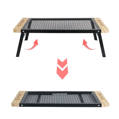 Skorter | CLS Outdoor Folding Mesh Table Camping Iron Folding Table Portable Barbecue Rack Car Camping Rack(Black)