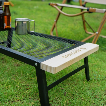 Skorter | CLS Outdoor Folding Mesh Table Camping Iron Folding Table Portable Barbecue Rack Car Camping Rack(Black)
