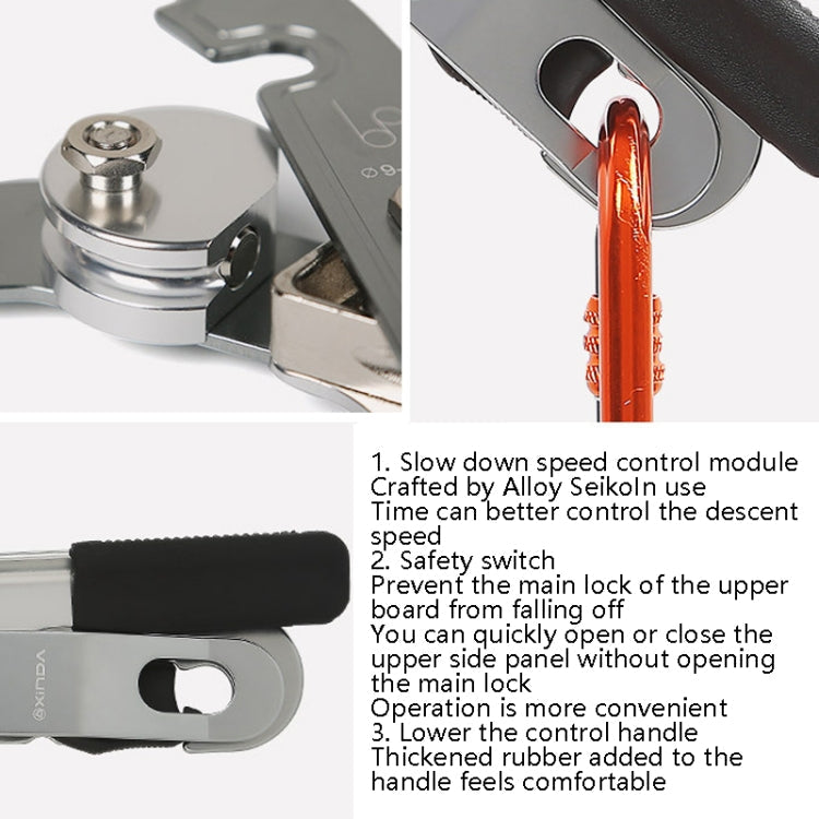 Skorter | XINDA XD8604 Outdoor Hand Control Climbing Stop Descender Rappelling Descender(Silver)