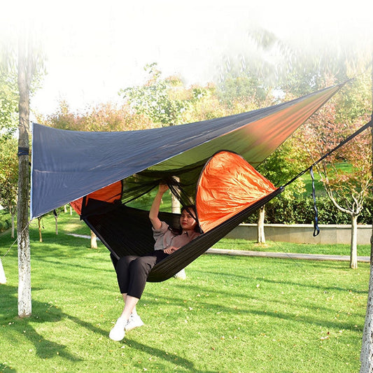 Skorter | Strut Mosquito Net Hammock Diamond Sunshade Set Outdoor Camping Automatic Quick-Open Anti-Mosquito Hammock Canopy Set(Black)