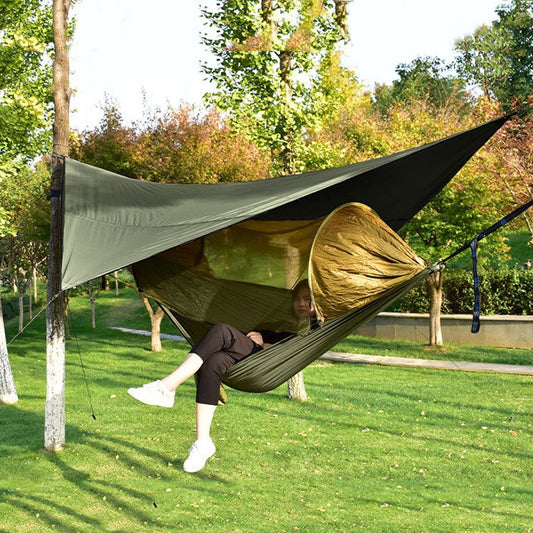 Skorter | Strut Mosquito Net Hammock Diamond Sunshade Set Outdoor Camping Automatic Quick-Open Anti-Mosquito Hammock Canopy Set(Army Green)
