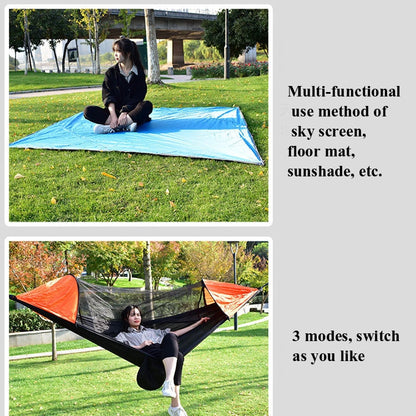Skorter | Strut Mosquito Net Hammock Diamond Sunshade Set Outdoor Camping Automatic Quick-Open Anti-Mosquito Hammock Canopy Set(Black)