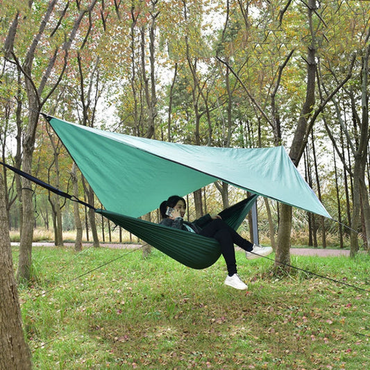 Skorter | Outdoor Camping Sunshade + Anti-Mosquito Hammock Set Parachute Fabric Net Yarn Anti-Mosquito Hammock(Ink Green)