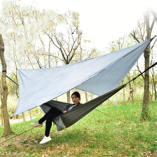 Skorter | Outdoor Camping Sunshade + Anti-Mosquito Hammock Set Parachute Fabric Net Yarn Anti-Mosquito Hammock(Gray)