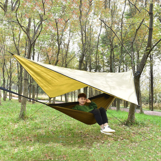 Skorter | Outdoor Camping Sunshade + Anti-Mosquito Hammock Set Parachute Fabric Net Yarn Anti-Mosquito Hammock(Camel)
