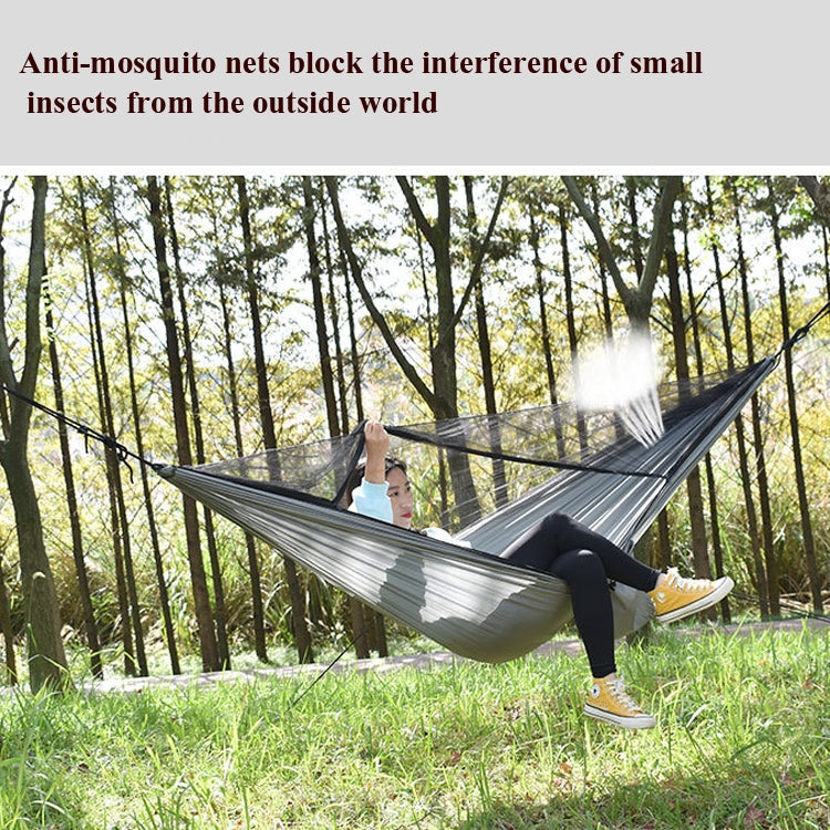 Skorter | Outdoor Camping Sunshade + Anti-Mosquito Hammock Set Parachute Fabric Net Yarn Anti-Mosquito Hammock(Camel)