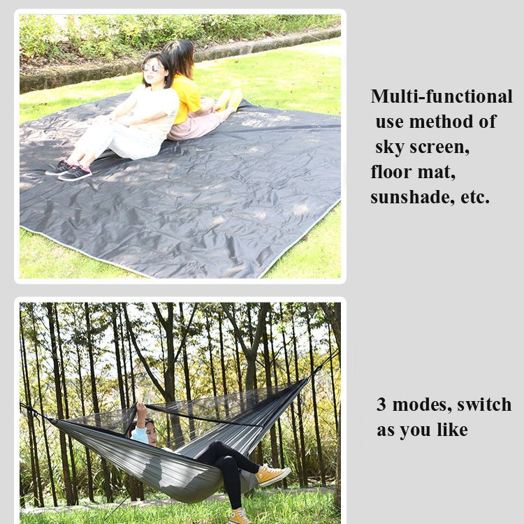 Skorter | Outdoor Camping Sunshade + Anti-Mosquito Hammock Set Parachute Fabric Net Yarn Anti-Mosquito Hammock(Camel)