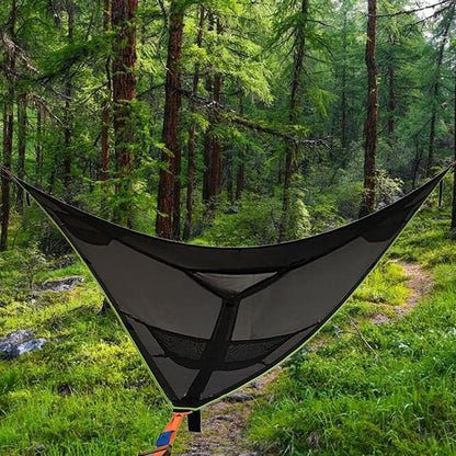 Skorter | 2.8m Family Outdoor Portable Aerial Tent Multi-person Camping Triangle Hammock(Black)