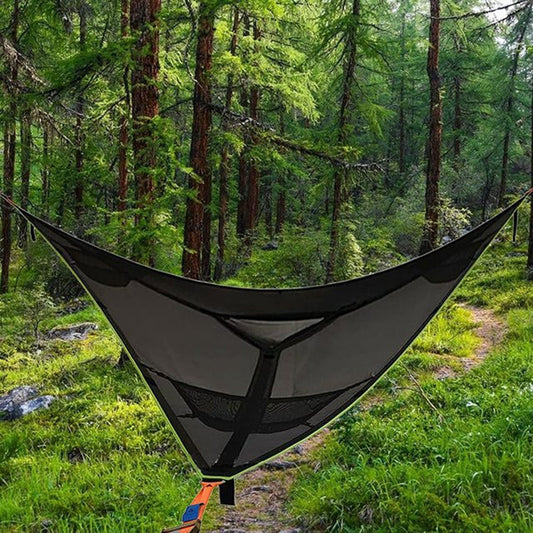Skorter | 2.8m Family Outdoor Portable Aerial Tent Multi-person Camping Triangle Hammock(Black)