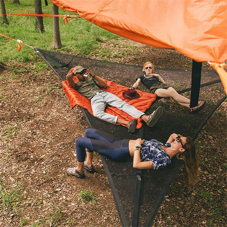 Skorter | 2.8m Family Outdoor Portable Aerial Tent Multi-person Camping Triangle Hammock(Black)