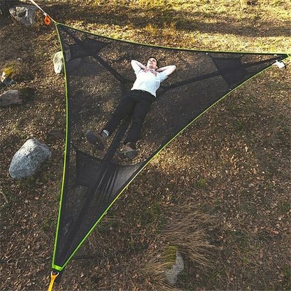 Skorter | 2.8 m Family Outdoor Portable Air Tent Multi-Person Camping Triangle Hammock (Black)
