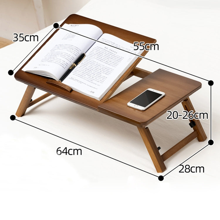 Skorter | 741ZDDNZ Bed Usage Folding Height Adjustable Laptop Table Dorm Study Table, Specification: Classic Tea Color 64cm Thickness Bamboo