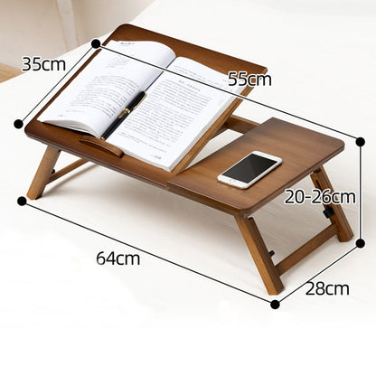 Skorter | 741ZDDNZ Bed Usage Folding Height Adjustable Laptop Table Dorm Study Table, Specification: Classic Tea Color 64cm Thickness Bamboo