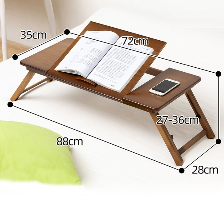 Skorter | 741ZDDNZ Bed Use Foldable Height Adjustable Laptop Desk Dormitory Study Desk, Specification: Classic Tea Color 88cm Thick Bamboo