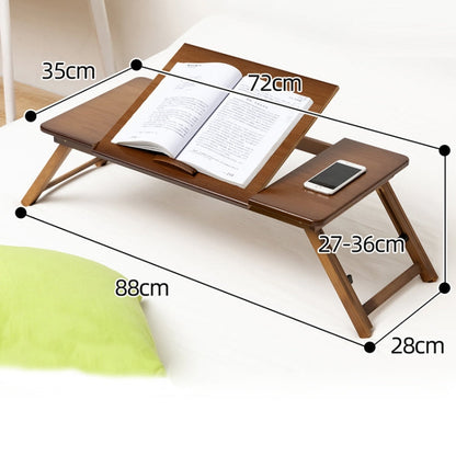 Skorter | 741ZDDNZ Bed Use Foldable Height Adjustable Laptop Desk Dormitory Study Desk, Specification: Classic Tea Color 88cm Thick Bamboo