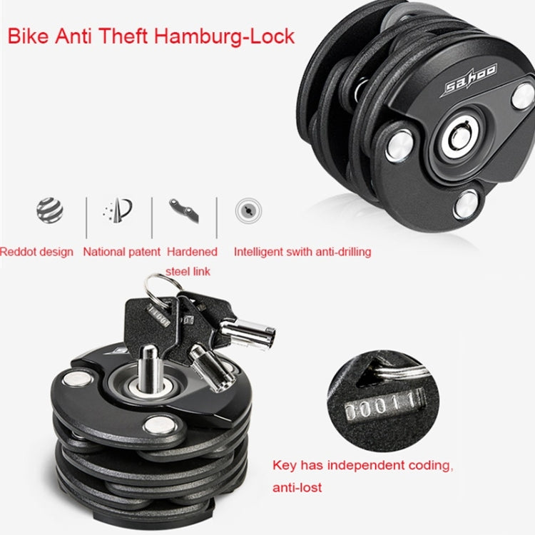 Skorter | SAHOO Bicycle Anti-Theft Lock Mountain Bike Fixed Folding Lock Chain Lock Creative Hamburger Lock(Black)