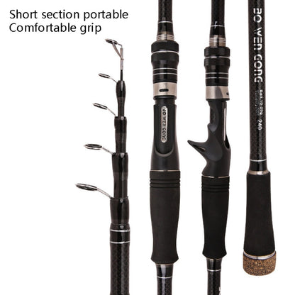 Skorter | Carbon Telescopic Luya Rod Short Section Fishing Throwing Rod, Length: 2.7m(Curved Handle)