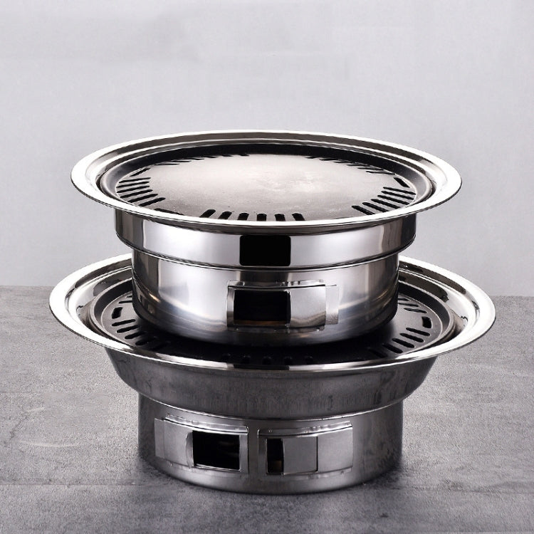Skorter | Household Stainless Steel Charcoal Barbecue Stove Outdoor Camping Portable Charcoal Stove Set, Size: 35cm(Stove Body + BBQ Net)