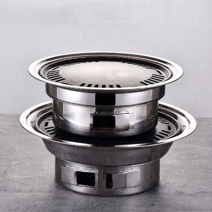 Skorter | Household Stainless Steel Charcoal Barbecue Stove Outdoor Camping Portable Charcoal Stove Set, Size: 35cm(Stove Body + BBQ Net)