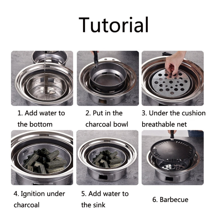 Skorter | Household Stainless Steel Charcoal Barbecue Stove Outdoor Camping Portable Charcoal Stove Set, Size: 35cm(Stove Body + BBQ Net)