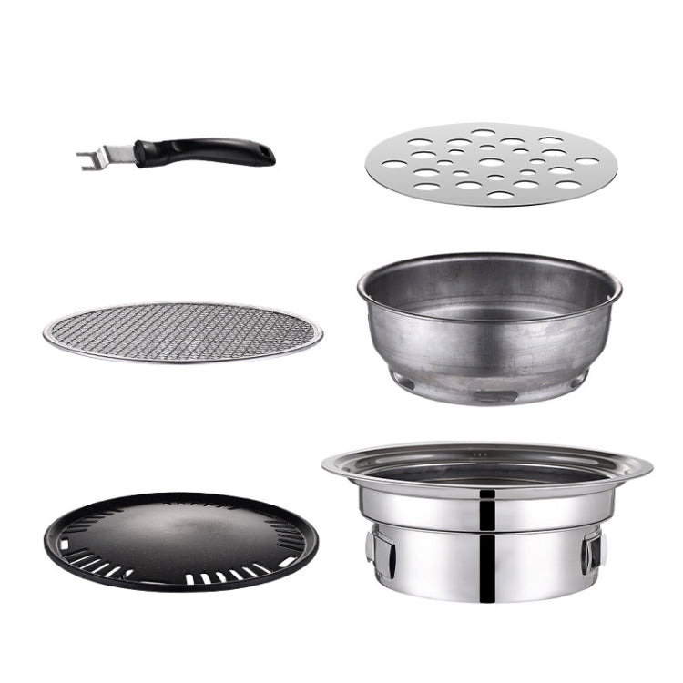 Skorter | Household Stainless Steel Charcoal Barbecue Stove Outdoor Camping Portable Charcoal Stove Set, Size: 40cm(Complete Set without Grill)