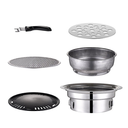 Skorter | Household Stainless Steel Charcoal Barbecue Stove Outdoor Camping Portable Charcoal Stove Set, Size: 40cm(Complete Set without Grill)