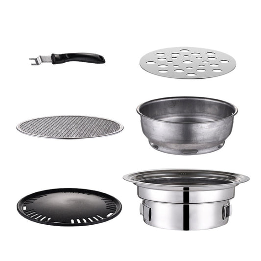 Skorter | Household Stainless Steel Charcoal Barbecue Stove Outdoor Camping Portable Charcoal Stove Set, Size: 40cm(Complete Set without Grill)
