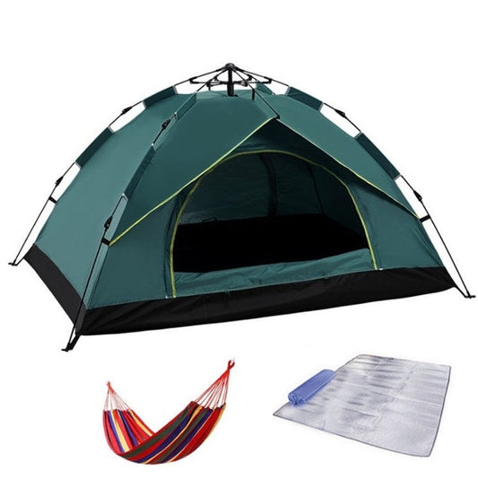 Skorter | TC-014 Outdoor Beach Travel Camping Automatic Spring Multi-Person Tent For 2 People(Green+Mat+Hammock)