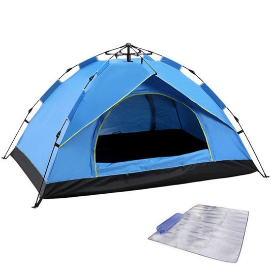 Skorter | TC-014 Outdoor Beach Travel Camping Automatic Spring Multi-Person Tent For 3-4 People(Blue+Mat)