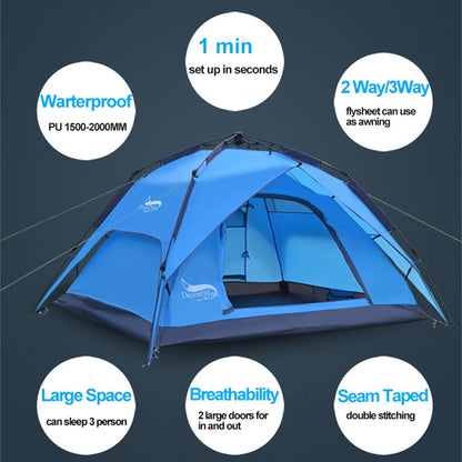 Skorter | Desert&Fox Outdoor Travel Camp Tent Beach Automatic Easily Building Tent for 3-4 People(Army Green)