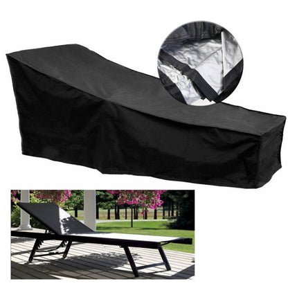 Skorter | Outdoor Beach Chair Dustproof And Waterproof Cover Rocking Chair Furniture Protective Cover, Size: 210x75x80cm(Black+Silver)