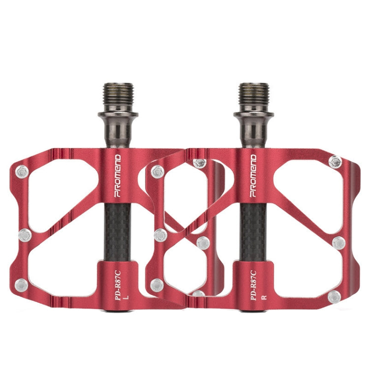 Skorter | PD-R87C  1 Pair PROMEND Bicycle Road Bike Mountain Bike 3 Palin Carbon Fiber Bearing Pedal(Red)