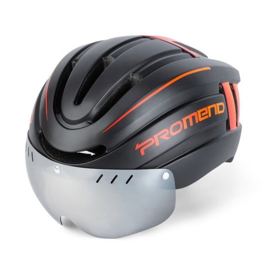 Skorter | PROMEND TK-12H15 Mountain Bike USB Magnetic Goggles Helmet With Warning Light, Size: L(Black Red)