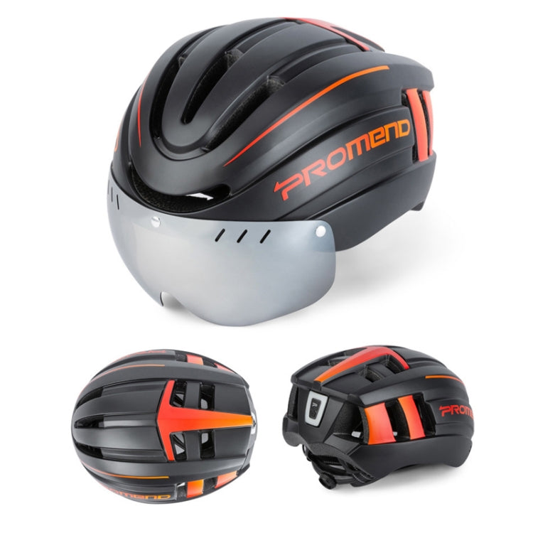 Skorter | PROMEND TK-12H15 Mountain Bike USB Magnetic Goggles Helmet With Warning Light, Size: L(Black Red)