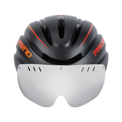 Skorter | PROMEND TK-12H15 Mountain Bike USB Magnetic Goggles Helmet With Warning Light, Size: L(Black Red)