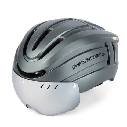 Skorter | PROMEND TK-12H15 Mountain Bike USB Magnetic Goggles Helmet With Warning Light, Size: L(Titanium Gray)