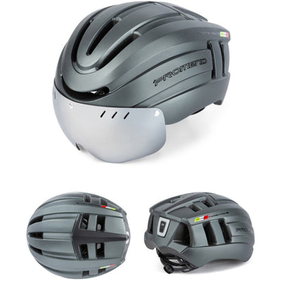 Skorter | PROMEND TK-12H15 Mountain Bike USB Magnetic Goggles Helmet With Warning Light, Size: L(Titanium Gray)
