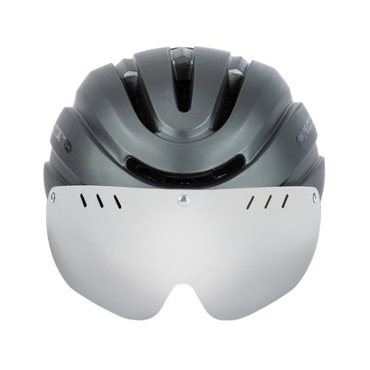 Skorter | PROMEND TK-12H15 Mountain Bike USB Magnetic Goggles Helmet With Warning Light, Size: L(Titanium Gray)
