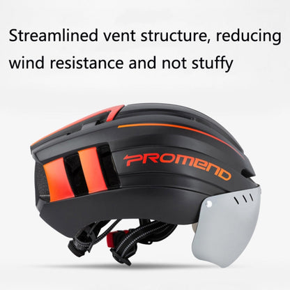 Skorter | PROMEND TK-12H15 Mountain Bike USB Magnetic Goggles Helmet With Warning Light, Size: L(Titanium Gray)