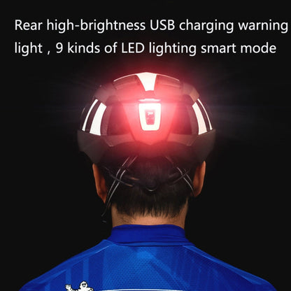 Skorter | PROMEND TK-12H15 Mountain Bike USB Magnetic Goggles Helmet With Warning Light, Size: L(Titanium Gray)