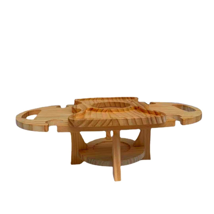 Skorter | Outdoor Picnic Table Wooden Foldable Wine Rack(Wood Color)