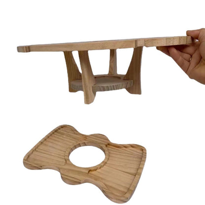 Skorter | Outdoor Picnic Table Wooden Foldable Wine Rack(Wood Color)