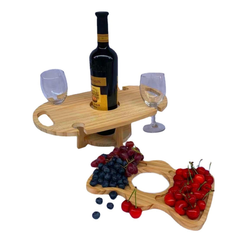 Skorter | Outdoor Picnic Table Wooden Foldable Wine Rack(Wood Color)