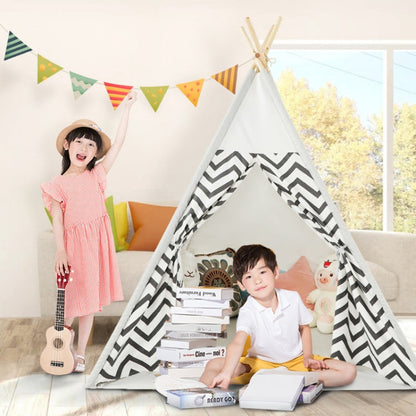 Skorter | Indian Children Tent Cotton Cloth Indoor Play House Parent-Child Doll House(Wavy Pattern)